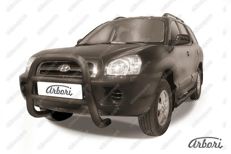 AFZDAHSFT02B Кенгурятник d76 высокий  Arbori черн. для Hyundai SANTA-FE Classic (Таганрог) 2000-2012