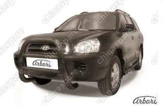 AFZDAHSFT02B Кенгурятник d76 высокий  Arbori черн. для Hyundai SANTA-FE Classic (Таганрог) 2000-2012
