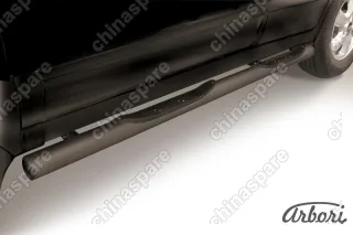 AFZDAHSFT10B Защита порогов d76 с проступями  Arbori черн. для Hyundai SANTA-FE Classic (Таганрог) 2000-2012