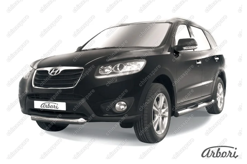 AFZDAHSFN05 Защита переднего бампера d57 короткая Arbori нерж. сталь для Hyundai SANTA-FE 2010-2012