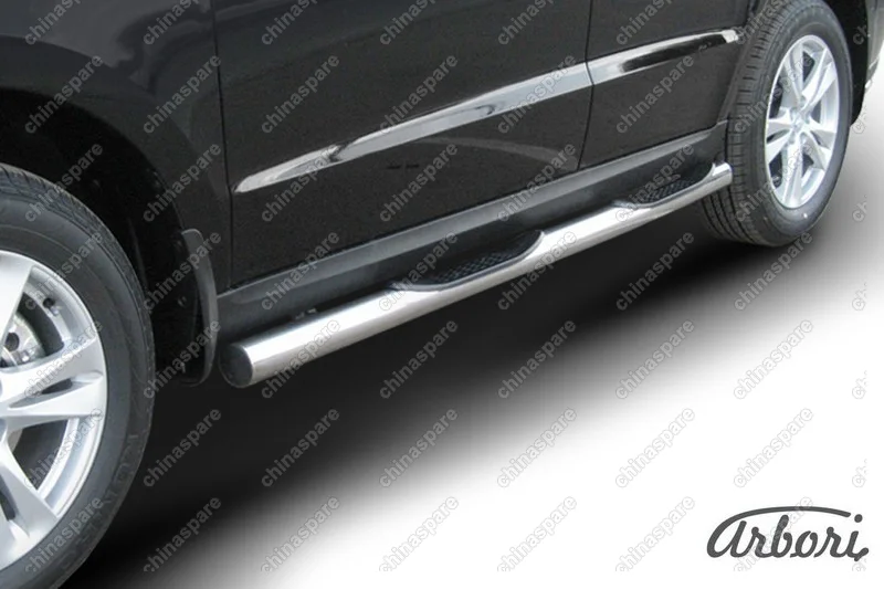 AFZDAHSFN06 Защита порогов d76 с проступями Arbori нерж. сталь для Hyundai SANTA-FE 2010-2012
