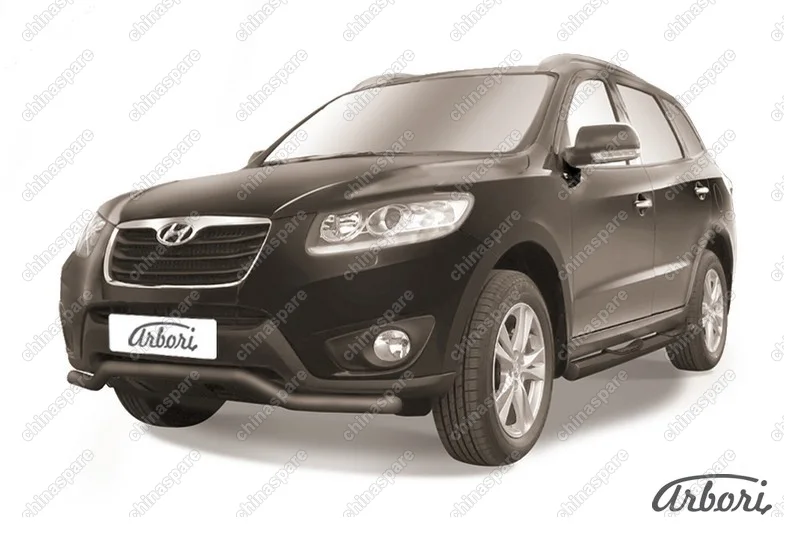 AFZDAHSFN01B Защита переднего бампера d57 "волна"  Arbori черн. для Hyundai SANTA-FE 2010-2012