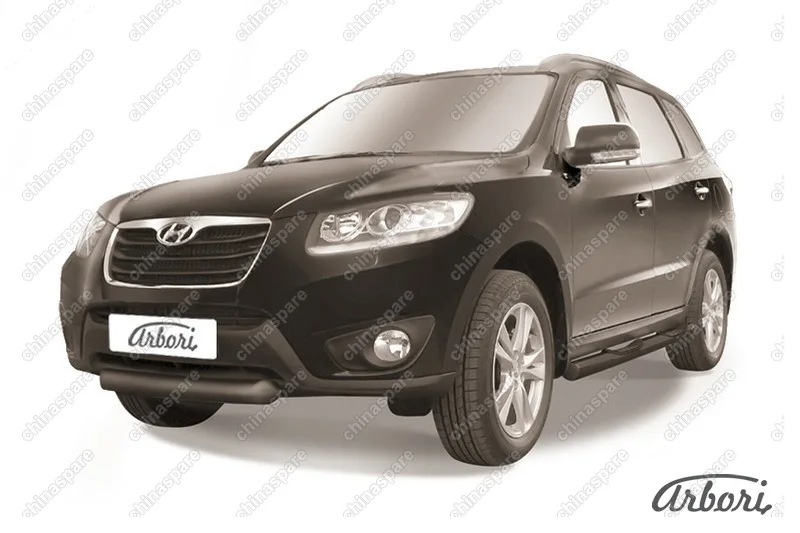 AFZDAHSFN04B Защита переднего бампера d76 короткая Arbori черн. для Hyundai SANTA-FE 2010-2012