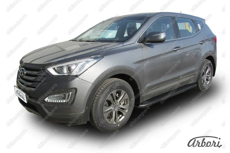 AFZDAALHSFT1201 Комплект алюминиевых порогов Arbori Optima Black 1800 для HYUNDAI Santa Fe 2012-2016