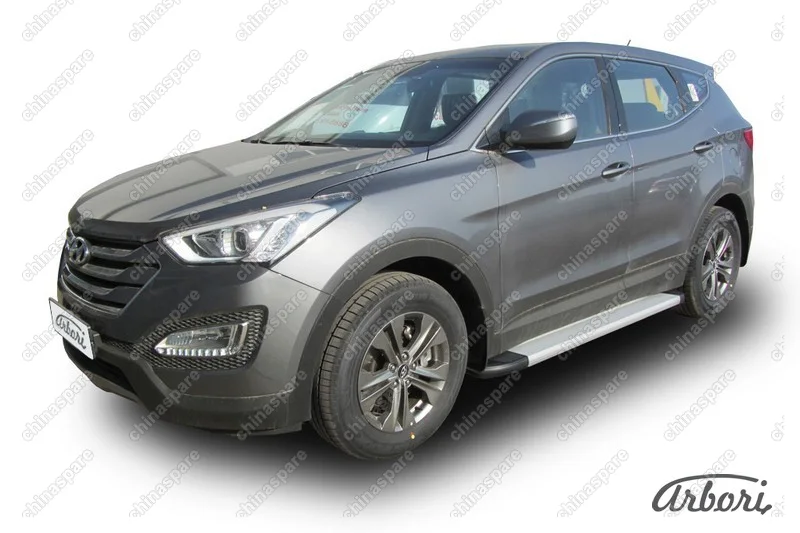 AFZDAALHSFT1202 Комплект алюминиевых порогов Arbori Optima Silver 1800 для HYUNDAI Santa Fe 2012-2016
