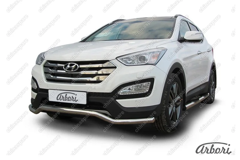 AFZDAHSFT1201 Защита переднего бампера d57 "волна" Arbori нерж. сталь для Hyundai SANTA-FE 2012-2018
