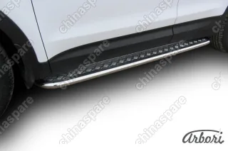 AFZDAHSFT1204 Защита порогов d42 с листом усиленная Arbori нерж. сталь для Hyundai SANTA-FE 2012-2018