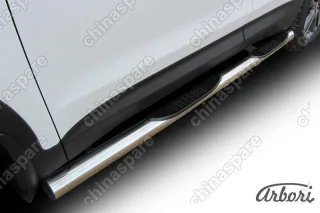 AFZDAHSFT1206 Защита порогов d76 с проступями Arbori нерж. сталь для Hyundai SANTA-FE 2012-2018