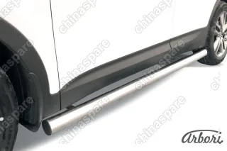 AFZDAHSFT1207 Защита порогов d76 труба Arbori нерж. сталь для Hyundai SANTA-FE 2012-2018