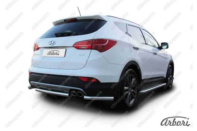 AFZDAHSFT1209 Защита заднего бампера d57 короткая Arbori нерж. сталь для Hyundai SANTA-FE 2012-2018