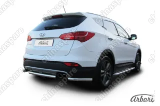 AFZDAHSFT1209 Защита заднего бампера d57 короткая Arbori нерж. сталь для Hyundai SANTA-FE 2012-2018