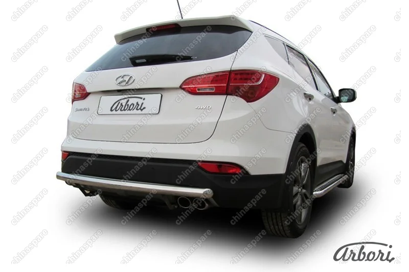 AFZDAHSFT1210 Защита заднего бампера d57 длинная Arbori нерж. сталь для Hyundai SANTA-FE 2012-2018