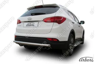 AFZDAHSFT1210 Защита заднего бампера d57 длинная Arbori нерж. сталь для Hyundai SANTA-FE 2012-2018