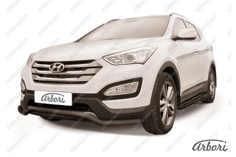 AFZDAHSFT1201B Защита переднего бампера d57 "волна" Arbori черн. для Hyundai SANTA-FE 2012-2018