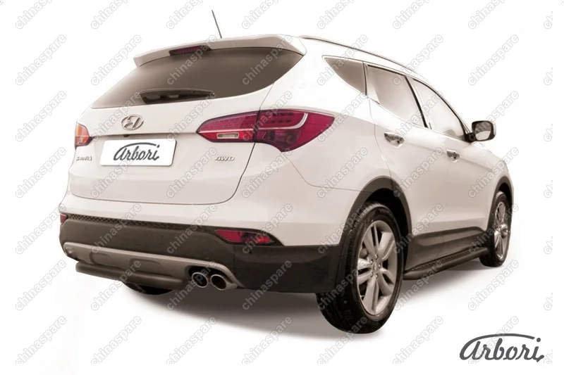 AFZDAHSFT1209B Защита заднего бампера d57 короткая Arbori черн. для Hyundai SANTA-FE 2012-2018