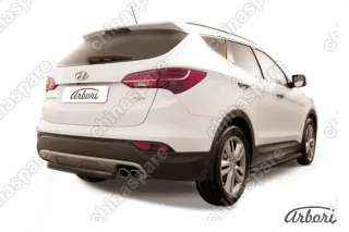 AFZDAHSFT1209B Защита заднего бампера d57 короткая Arbori черн. для Hyundai SANTA-FE 2012-2018