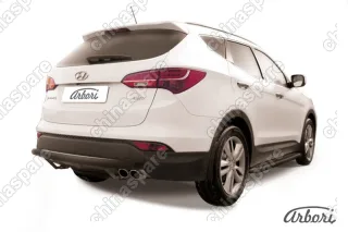 AFZDAHSFT1210B Защита заднего бампера d57 длинная Arbori черн. для Hyundai SANTA-FE 2012-2018
