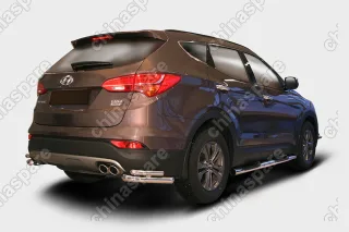 HYSF761628 Защита задняя уголки d60/42 двойные,Hyundai Santa Fe 2013-, HYSF.76.1628