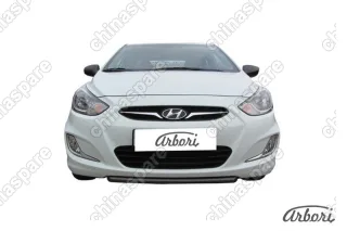AFZDAHS01B Защита переднего бампера d42 Arbori черн. для Hyundai SOLARIS 2014-2017