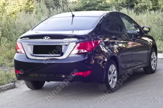 NHS029202 Накладка на задний бампер (2мм) для HYUNDAI Solaris (седан) 2014-2016 (I рестайлинг), шагрень