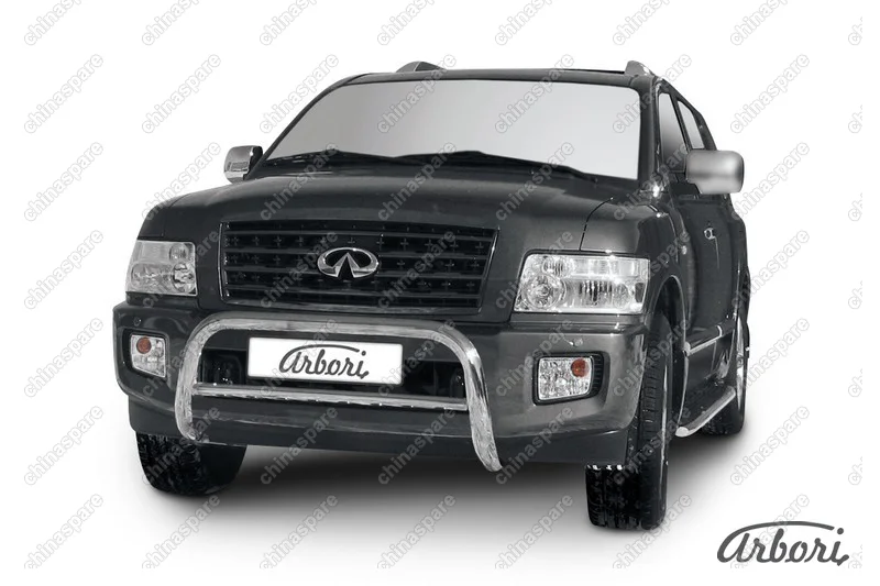 Кенгурятник d76 низкий  Arbori нерж. сталь для Infiniti QX-56 2004-2010