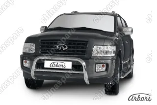 Кенгурятник d76 низкий  Arbori нерж. сталь для Infiniti QX-56 2004-2010