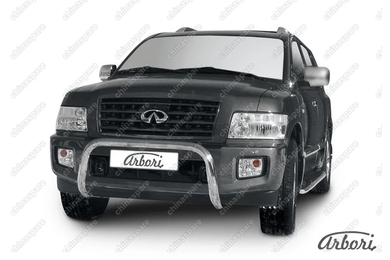 Кенгурятник d76 низкий "мини" Arbori нерж. сталь для Infiniti QX-56 2004-2010