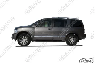 Защита штатного порога d42 Arbori нерж. сталь для Infiniti QX-56 2004-2010