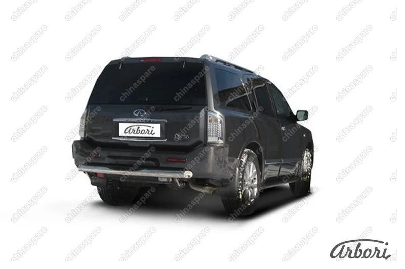 Защита заднего бампера d76 c проступями Arbori нерж. сталь для Infiniti QX-56 2004-2010