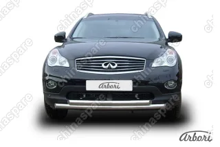 Защита переднего бампера d57+d57 двойная   Arbori нерж. сталь для Infiniti EX-35 2008-2013
