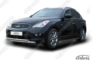 Защита переднего бампера d57+d57 двойная   Arbori нерж. сталь для Infiniti EX-35 2008-2013