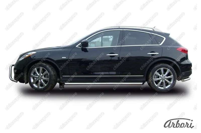 Защита порогов d57 с гибами  Arbori нерж. сталь для Infiniti EX-35 2008-2013
