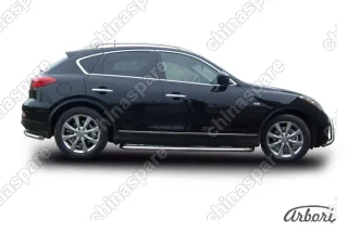 Защита порогов d57 с листом  Arbori нерж. сталь для Infiniti EX-35 2008-2013