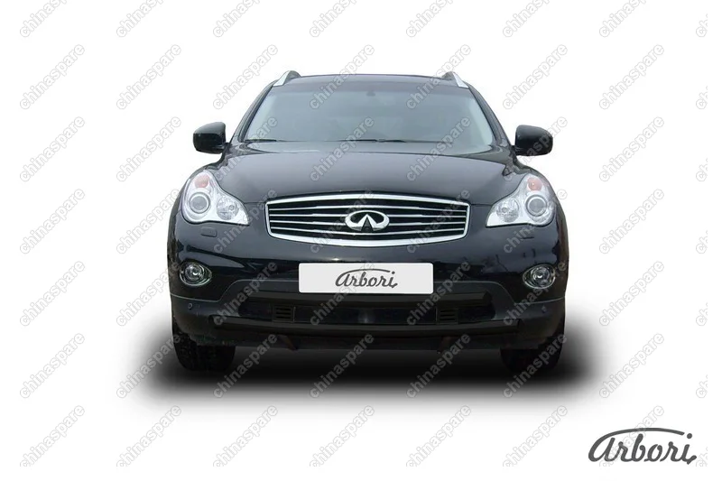 Защита переднего бампера d57+d57 двойная широкая Arbori черн. для Infiniti EX-35 2008-2013
