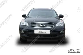 Защита переднего бампера d57+d57 двойная широкая Arbori черн. для Infiniti EX-35 2008-2013