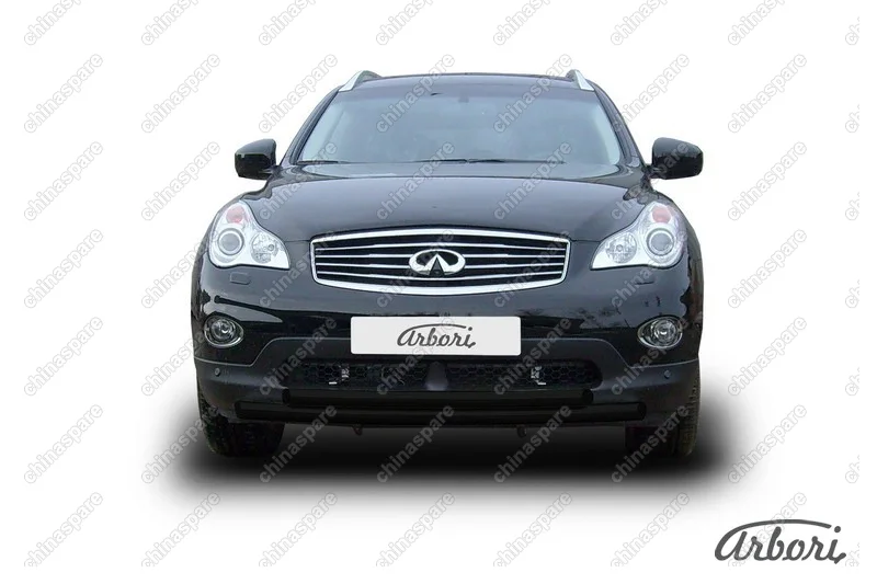 Защита переднего бампера d57+d57 двойная   Arbori черн. для Infiniti EX-35 2008-2013