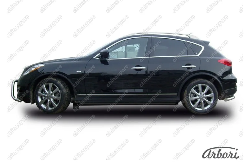 Защита порогов d57 с гибами  Arbori черн. для Infiniti EX-35 2008-2013