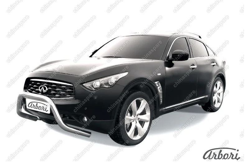 Кенгурятник d76 низкий "мини" Arbori нерж. сталь для Infiniti FX-35; FX50 2008-2013