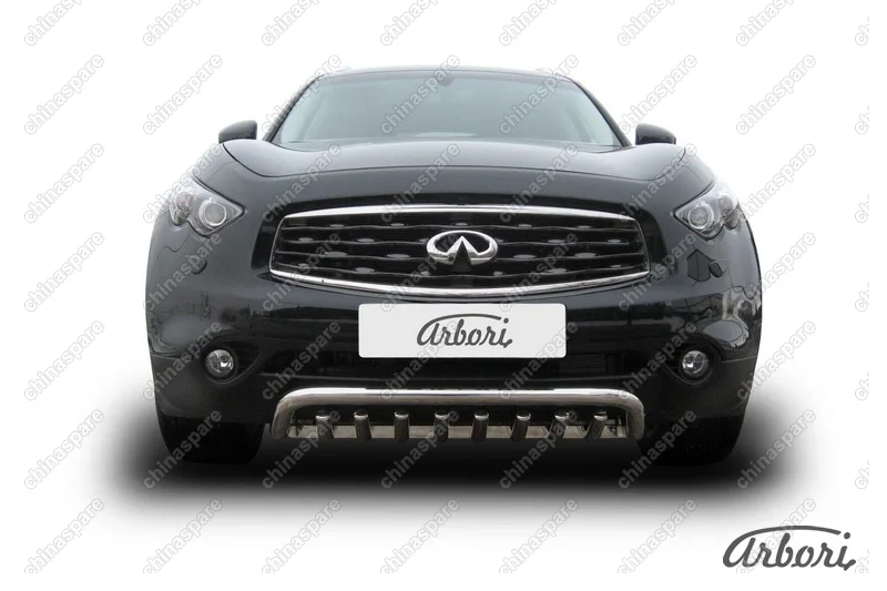 Защита переднего бампера d57 с защитой картера  Arbori нерж. сталь для Infiniti FX-35; FX50 2008-2013