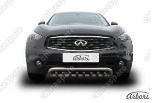 Защита переднего бампера d57 с защитой картера  Arbori нерж. сталь для Infiniti FX-35; FX50 2008-2013
