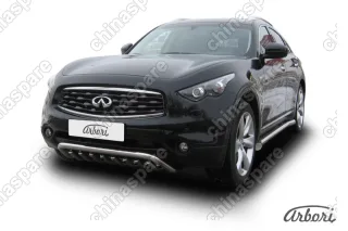 Защита переднего бампера d57 с защитой картера  Arbori нерж. сталь для Infiniti FX-35; FX50 2008-2013
