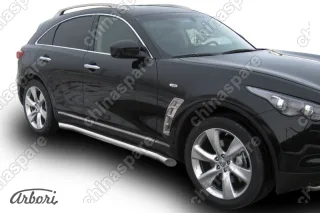 Защита порогов d76 с гибами  Arbori нерж. сталь для Infiniti FX-35; FX50 2008-2013