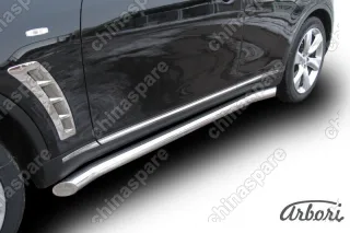 Защита порогов d76 с гибами  Arbori нерж. сталь для Infiniti FX-35; FX50 2008-2013