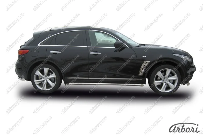Защита порогов d57 с гибами  Arbori нерж. сталь для Infiniti FX-35; FX50 2008-2013