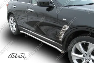Защита порогов d57 с гибами  Arbori нерж. сталь для Infiniti FX-35; FX50 2008-2013
