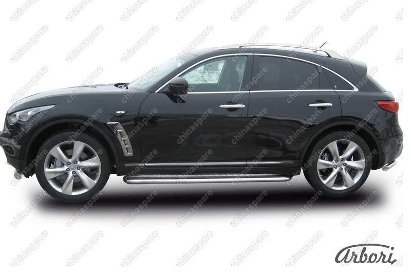 Защита порогов d57 с листом  Arbori нерж. сталь для Infiniti FX-35; FX50 2008-2013