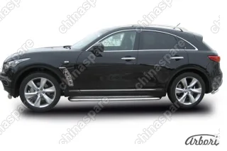 Защита порогов d57 с листом  Arbori нерж. сталь для Infiniti FX-35; FX50 2008-2013
