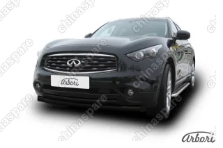 Защита переднего бампера d76+d57 двойная  Arbori черн. для Infiniti FX-35; FX50 2008-2013