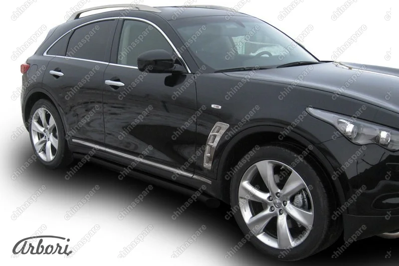 Защита порогов d76 с гибами  Arbori черн. для Infiniti FX-35; FX50 2008-2013