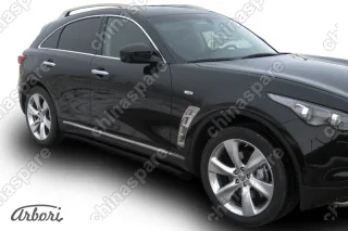Защита порогов d76 с гибами  Arbori черн. для Infiniti FX-35; FX50 2008-2013